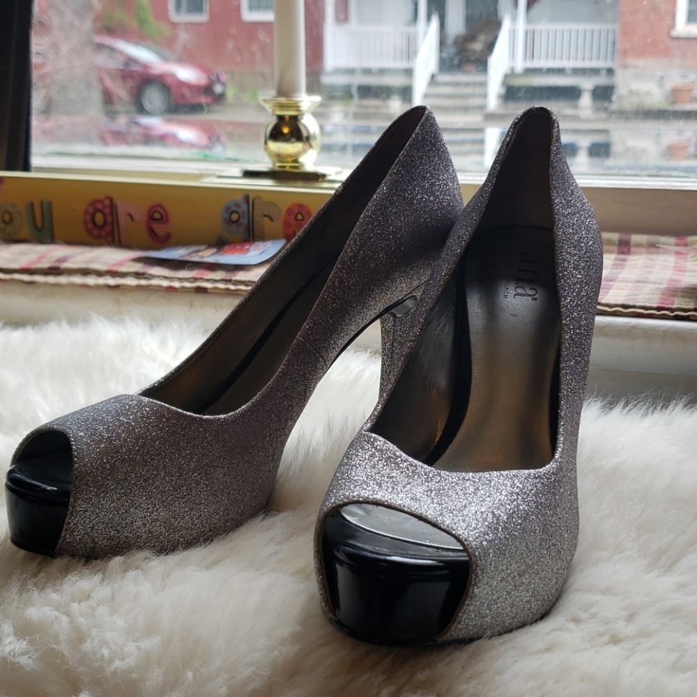 Silver sparkly Ana Heels